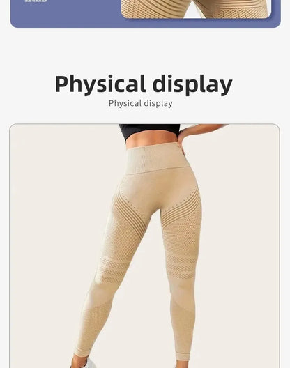 Pantalones de yoga de punto sin costuras de cintura alta para mujer, pantalones ajustados de fitness, pantalones deportivos de nueve puntos para correr, pantalones de gimnasio, realce de glúteos.