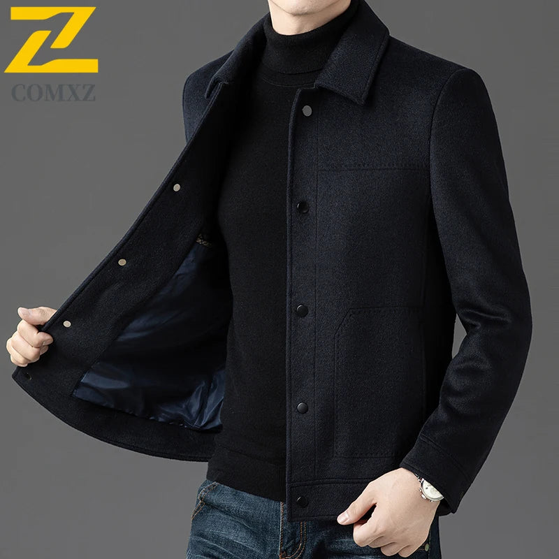 2025 Winter Wool Jacket Male New High Fashion Business Casual Thickening Coat Classic Business Style Windproof Warm TrenchCoat