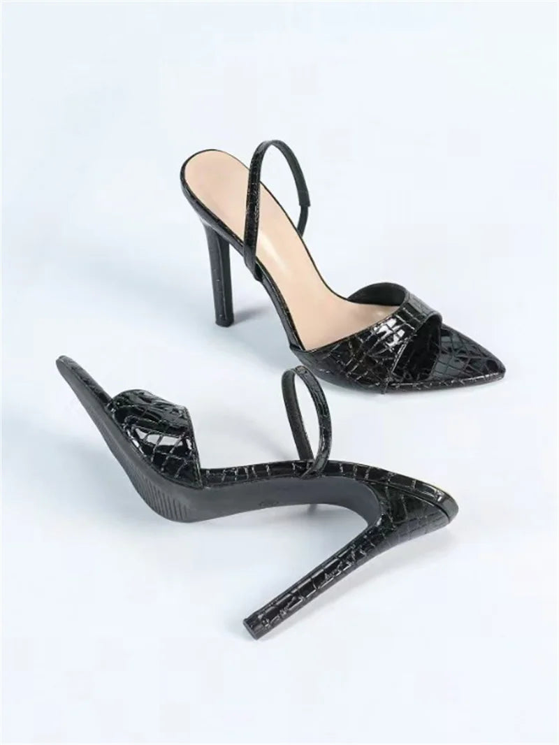 Liyke - Sandalias sexis con tiras traseras para mujer, moda de verano 2025, con punta abierta, sin cordones, de diseñador, tacones altos, zapatos de fiesta, talla 43