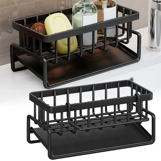 Escurridor de fregadero de plástico, estante autodrenante para fregadero, organizador de cocina, soporte para esponja, escurridor para trapos, toallero, cesta de filtro