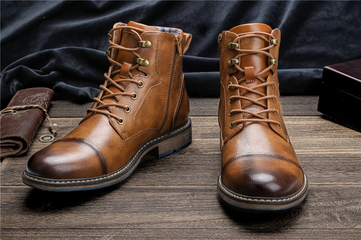 Botas retro para hombre, talla 7-13, moda 2023, cómodas botas de cuero para primavera.