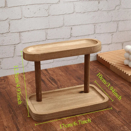 Juego de almacenamiento de escritorio de madera de doble capa: ideal para joyas, cosméticos, artículos de papelería y un estante de almacenamiento multifuncional de escritorio.