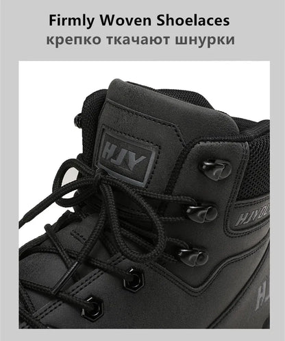 Botas altas de cuero para hombre, transpirables, para combate en el desierto, para exteriores, antideslizantes, para senderismo, motociclistas, botines de trabajo