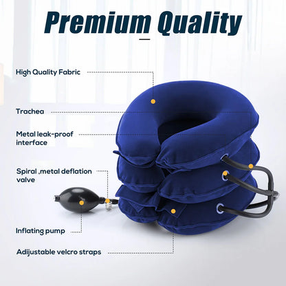 Masajeador cervical inflable con tracción cervical y aire, soporte para el cuello, almohada cervical suave.