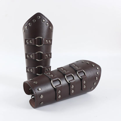 Armadura medieval de cuero sintético para hombre, calentadores de brazos con cordones, guantelete de caballero pirata vikingo, brazalete, accesorios steampunk