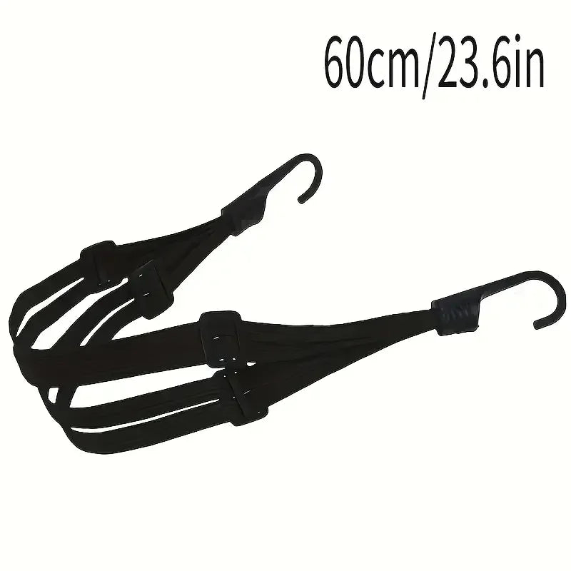 Maleta elástica para motocicleta con gancho de seguridad, malla versátil para casco, duradera y elegante para viajes diarios.