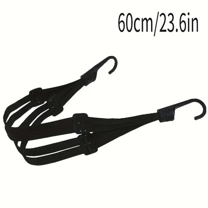 Maleta elástica para motocicleta con gancho de seguridad, malla versátil para casco, duradera y elegante para viajes diarios.