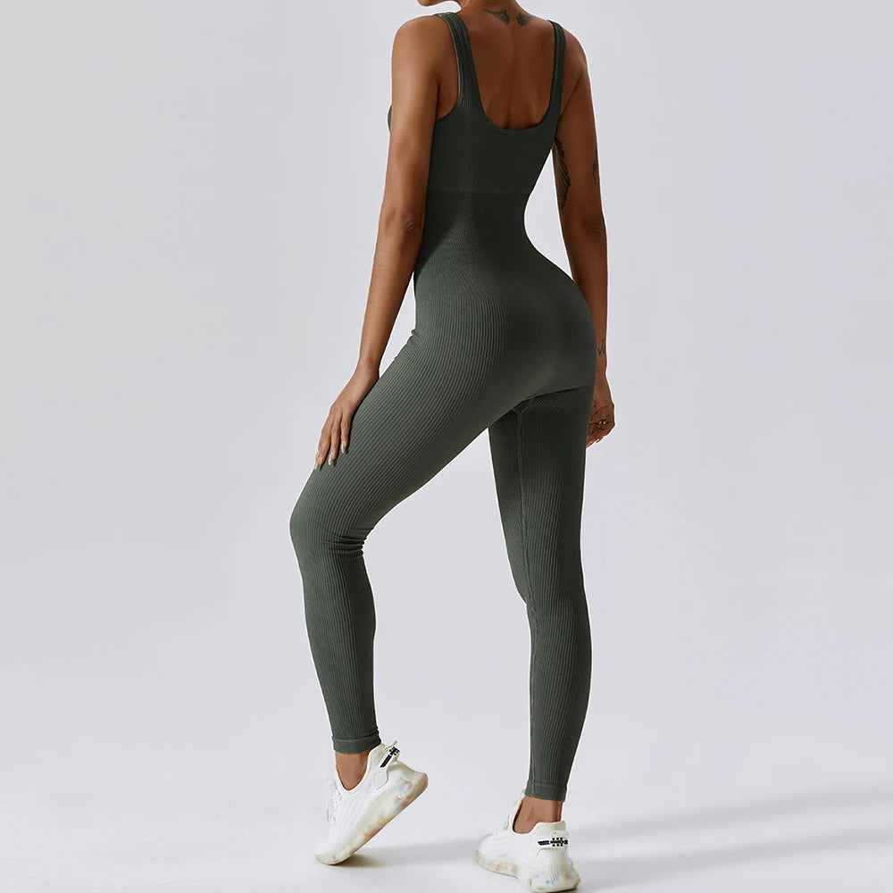 Traje de yoga de una pieza sin costuras de primavera, conjunto de entrenamiento de fitness para danza y tonificación abdominal, mono elástico, ropa deportiva de gimnasio con efecto push up