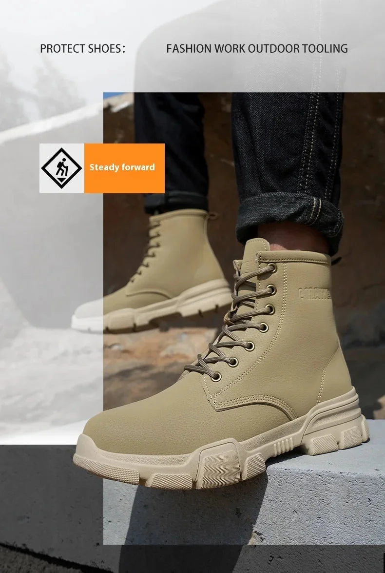 Anti-spark Welder Shoes Men's High Top Work Safety Boots Puncture Proof Construction Safety Shoes Men Platform Boots