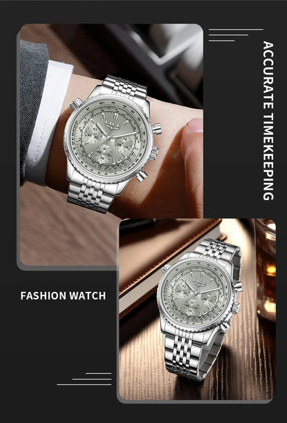 Relojes de lujo LIGE para hombre, cronógrafo con fecha, acero inoxidable, resistente al agua, luminoso, deportivo, militar, de cuarzo