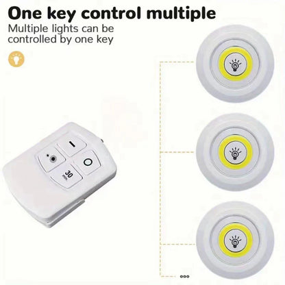 Luz LED regulable para debajo del gabinete con control remoto, funciona con pilas, luces LED para armarios, iluminación de baño, luz nocturna