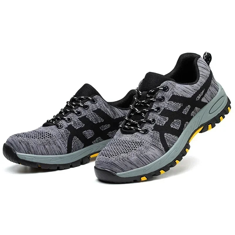 Botas de seguridad ligeras y transpirables para hombre con puntera de acero, anticaídas y antiperforación, resistentes al desgaste para obras de construcción.