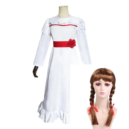 Anime Conjing Doll Annabelle Dresses Cosplay Costumes Wig Suit Halloween Carnival Party Dress Up Female Child Adult Uniform Suit