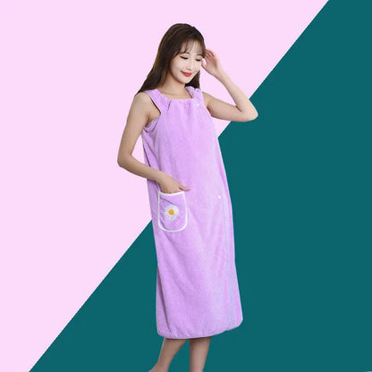 Toalla de baño para el hogar, para mujeres, usable, para adultos, absorbente de agua, poliéster, para cabello seco, falda, estilo largo, para baño, lavable, bata de baño