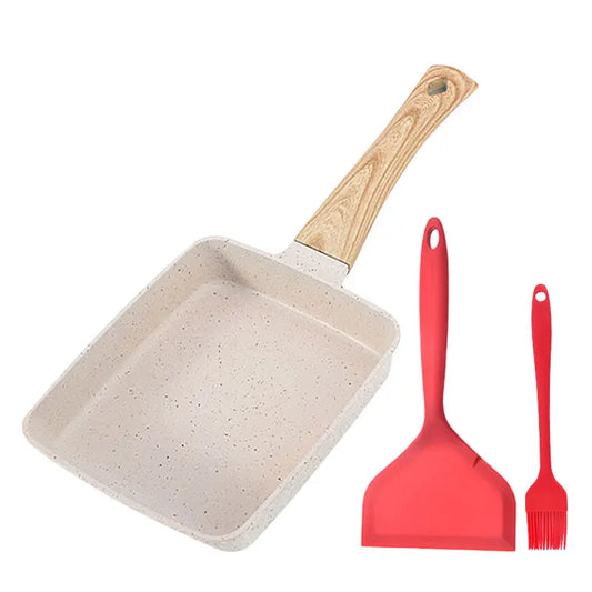 Sartén antiadherente para tamagoyaki, tortilla japonesa, huevos, rectangular, con mango desmontable anti-escaldaduras, apta para todo tipo de estufas.