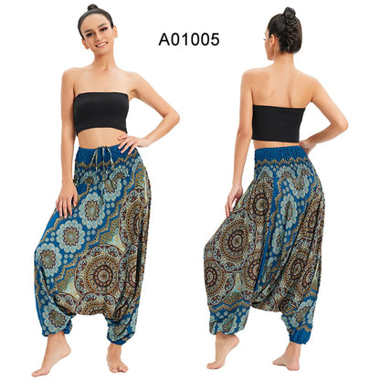 Bohemian Pants Women Pantalones Mujer Hippie High Waist Rayon Harem Baggy Boho Yoga Beach Wear Pour Femme Calca Feminina Printed
