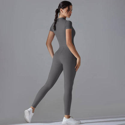 Women Zipper Bodysuits Fitness Sports Bodysuit Yoga Suit Breathable Quick Drying Sports Yoga Clothing Women Gym Push Up Workout