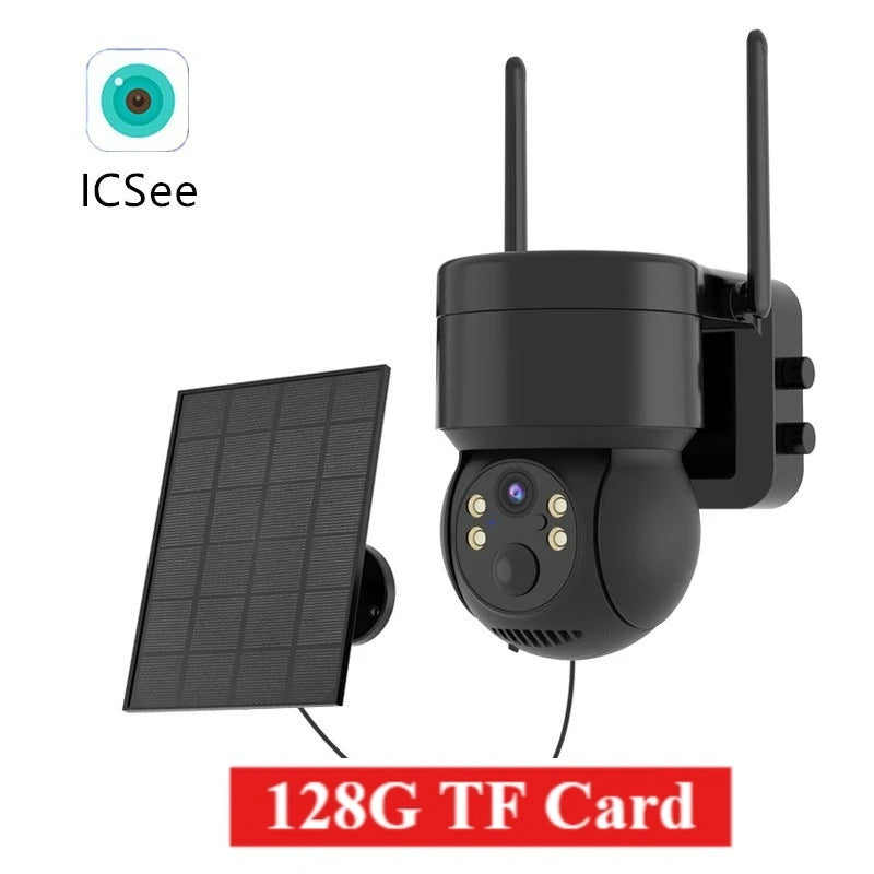 Cámara de vigilancia solar para exteriores con detección humana, visión nocturna, webcam inteligente, resistente al agua, inalámbrica, wifi, seguridad, cámara PTZ ICSEE