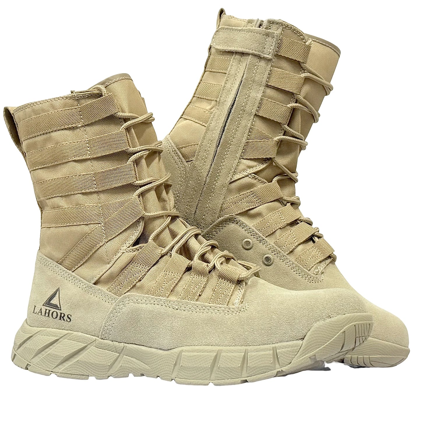 Botas tácticas de combate LAHORS de piel de ante ligera para hombre, ideales para senderismo al aire libre, estilo militar del desierto, transpirables, hasta el tobillo, fabricadas en material sintético.