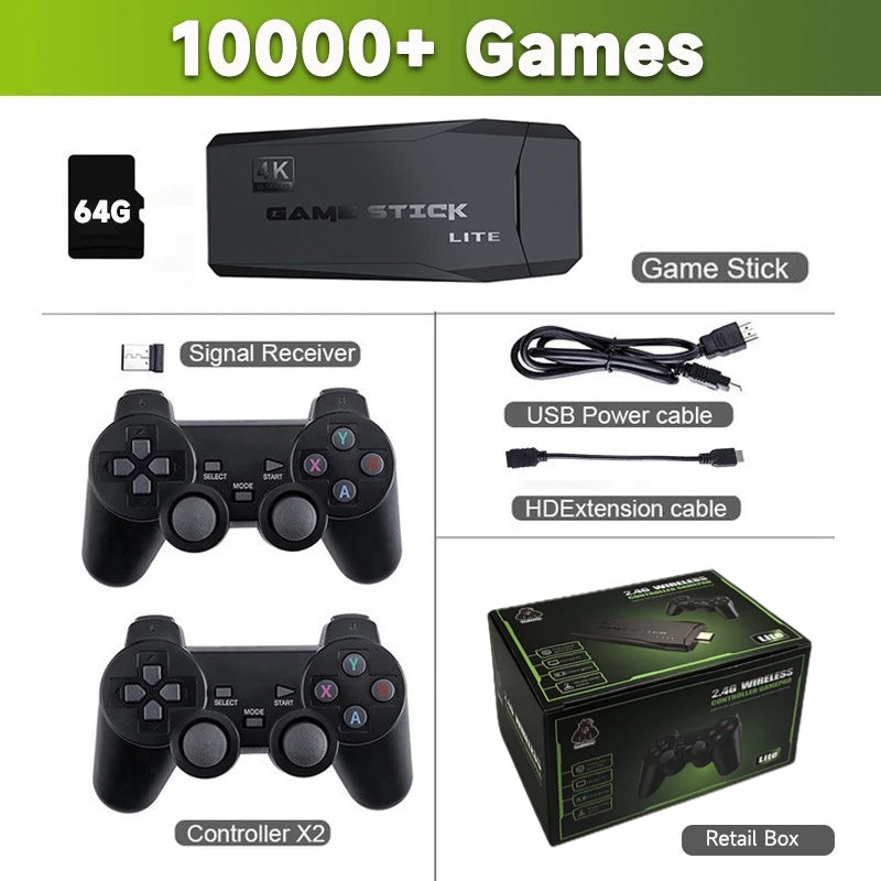 Consola de videojuegos M8, mando inalámbrico dual de 2,4 G, 4K, 10 000 juegos, 64 GB, retro, regalo de Navidad