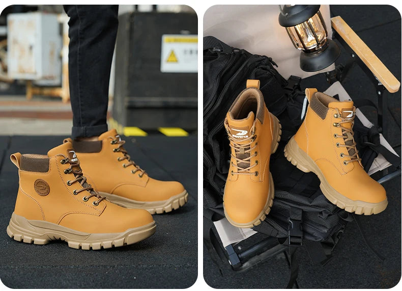 Zapatos con puntera de acero para hombre y mujer, zapatillas ligeras con puntera de acero antiaplastamiento, botas de trabajo indestructibles, calzado de seguridad para la construcción.