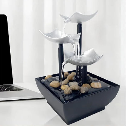 Fuente de agua para decoración de oficina y hogar, cascada interior para decoración de interiores, oficina, hogar, mesa, paisaje acuático Feng Shui