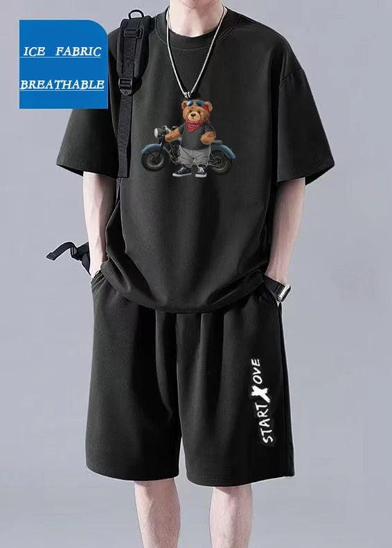 Ropa deportiva de verano para hombre 2025: camiseta fina y transpirable y pantalones cortos casuales de moda para baloncesto y deportes de ocio.
