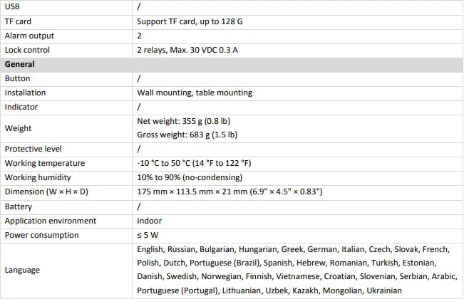 Videoportero Hikvision DS-KH6350-WTE1 multilingüe con estación interior IP, pantalla táctil de 7 pulgadas, PoE, Wi-Fi y monitor inalámbrico.