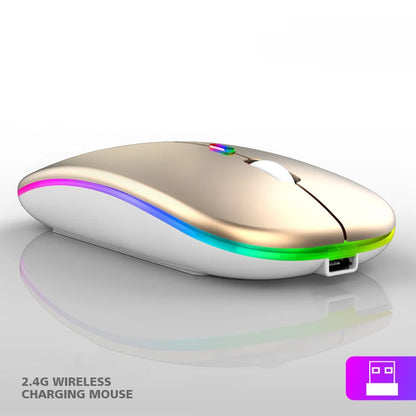Ratón inalámbrico RGB de 2,4 GHz, recargable, silencioso, USB, para juegos, 1600 DPI, para PC, portátil, Macbook Pro