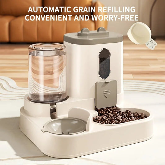 Dispensador de comida para gatos 2 en 1, agua y comida integrados, totalmente automático, dispensador de comida y agua para gatos, bonito dispensador de agua.