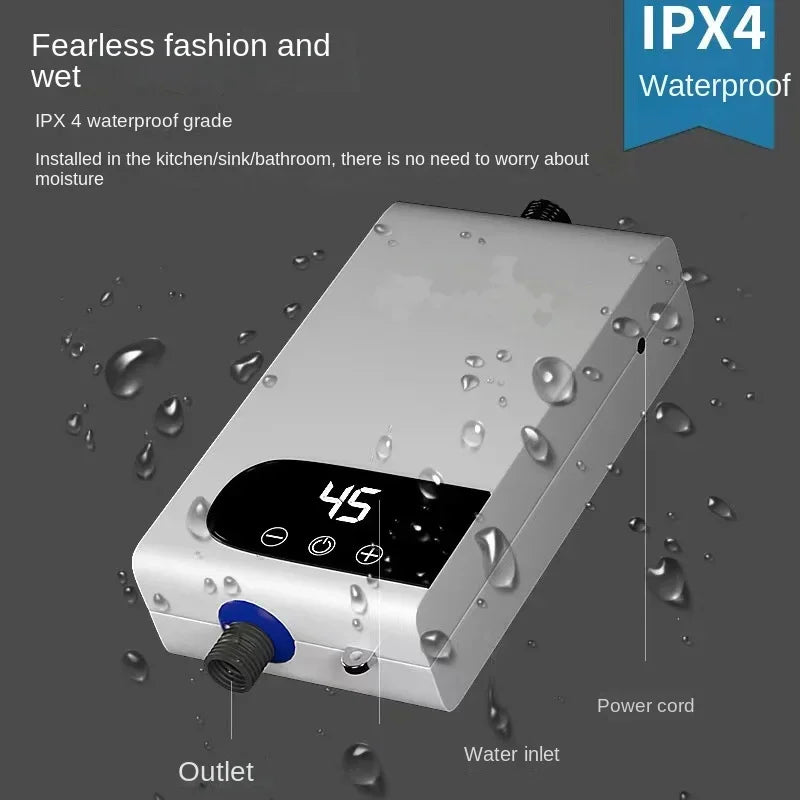 Calentador de agua eléctrico instantáneo con función de memoria, conversión de frecuencia y temperatura constante. 220 V, 4500 W.