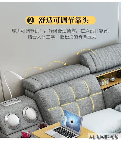 Moderna cama inteligente multifuncional con almacenamiento, altavoces, USB, estanterías y tatami: cama de lujo tamaño king/queen Ultimate