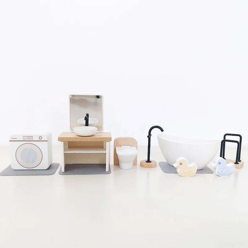 Accesorios en miniatura para casa de muñecas, colección de muebles para el hogar de la familia Forest, juego de ollas de cocina para niños y niñas, regalo