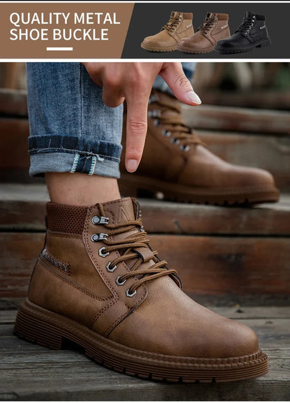 Botas de seguridad de trabajo para hombre, con puntera de acero de tamaño completo, a la moda, antirotura, zapatillas de trabajo, zapatos de seguridad indestructibles para hombre.
