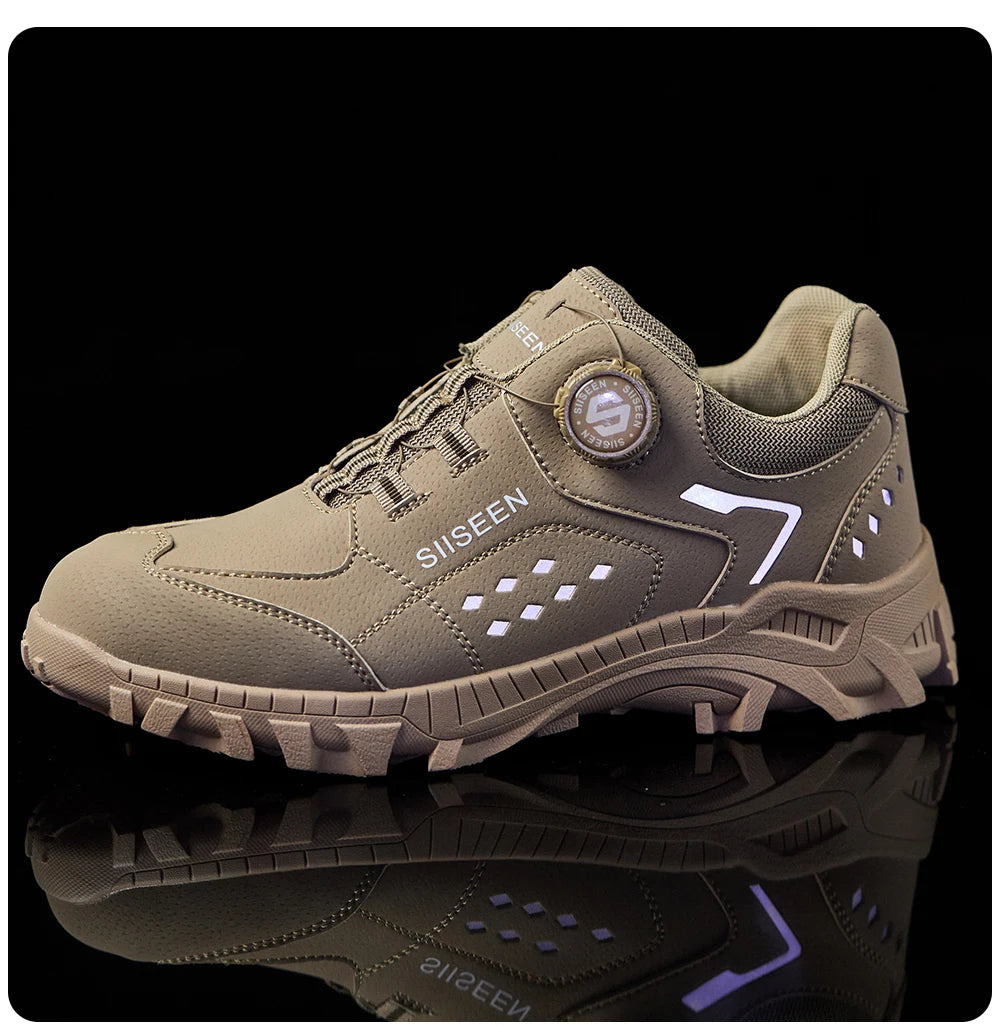 Botas de seguridad con puntera de acero para hombre - Calzado de trabajo resistente a perforaciones, antideslizante y duradero para la construcción y uso industrial en exteriores.