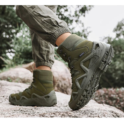 Botas tácticas para hombre con correas para entrenamiento de combate, impermeables, transpirables, ideales para senderismo y uso multifuncional en motocicleta.