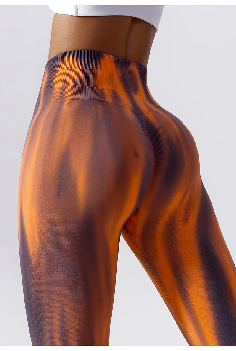 Pantalones de yoga para mujer con estampado tie-dye Cloud Rise, leggings deportivos sexys para gimnasio, mallas sin costuras, pantalones de cintura alta para entrenar.