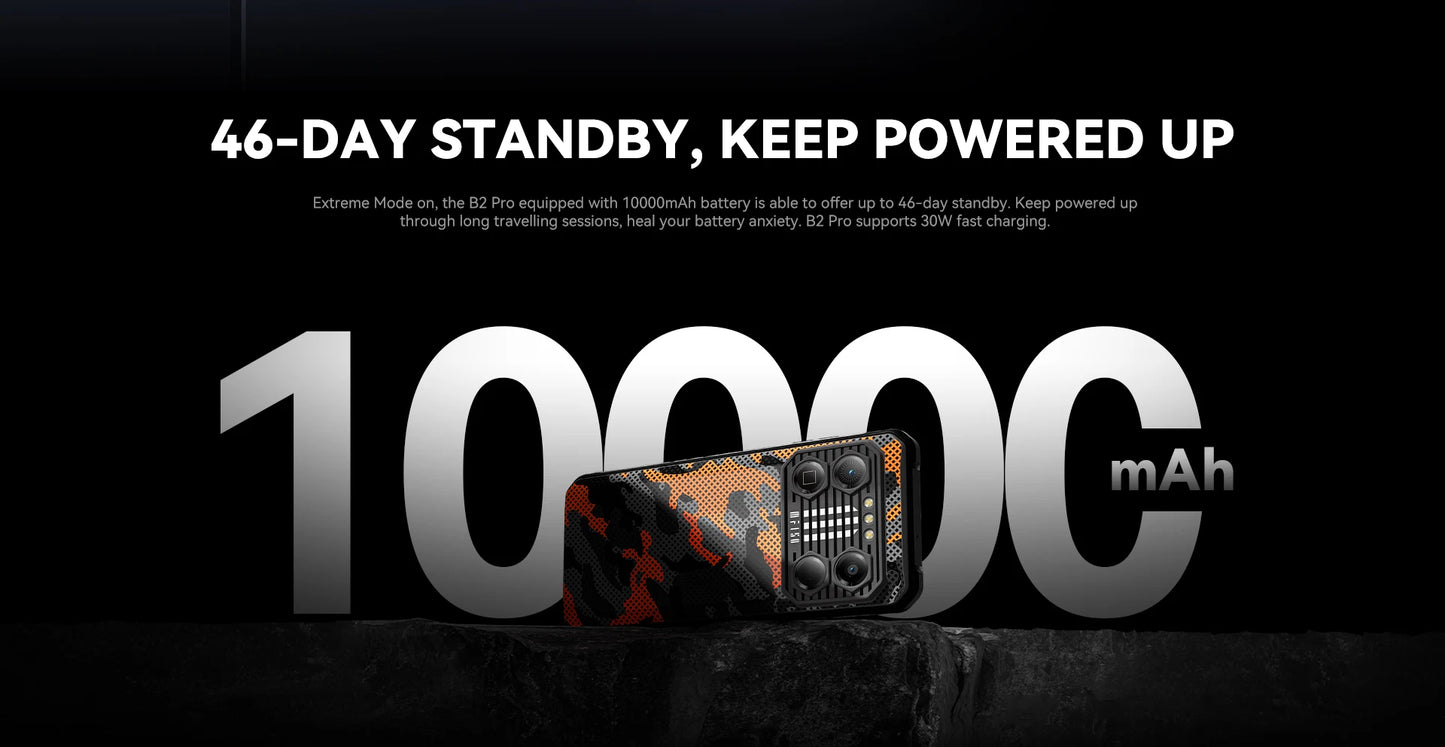 Teléfono robusto IIIF150 B2 Pro con procesador MTK Helio G99, Android, 10 000 mAh, carga de 30 W, 24 GB de RAM, 256 GB de almacenamiento, cámara de 108 MP, pantalla de 6,8" y 120 Hz.