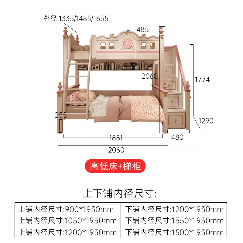 Cama alta deslizante con cajones de almacenamiento, modernas bases de lujo, literas principales para niños, cama de día blanca para niña, muebles de dormitorio