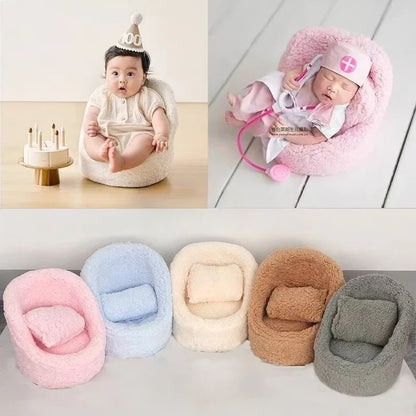 2 piezas de sofá para bebé, accesorios de fotografía para recién nacidos, silla suave de color sólido con juego de cojines y almohadas, accesorios para estudio fotográfico de bebés.