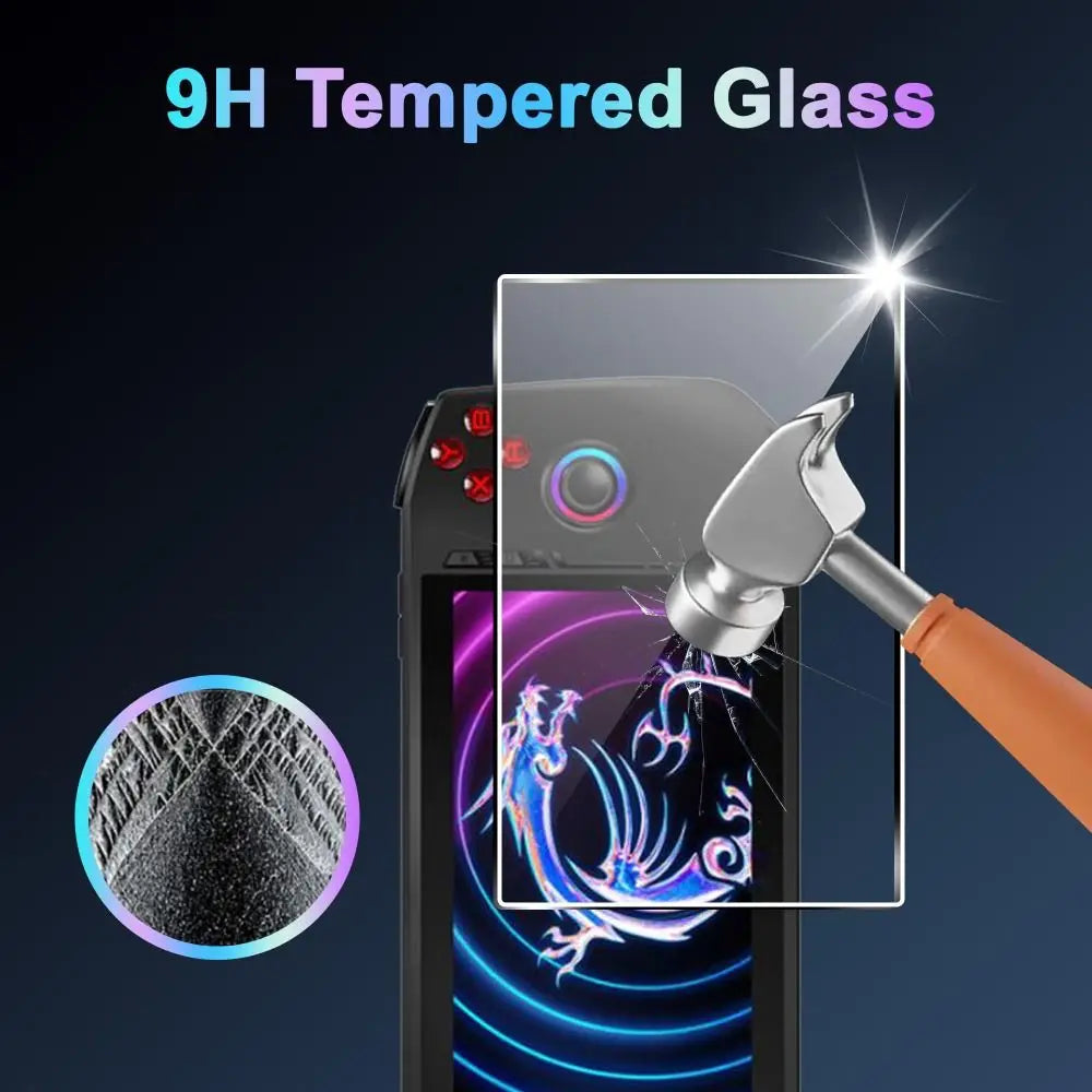 2 protectores de pantalla para consola portátil, cristal templado antiarañazos y sin burbujas, con borde curvo para MSI Claw A1M.