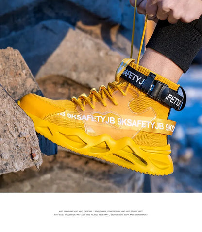 Zapatos de seguridad con puntera de acero para hombre y mujer, botas de trabajo ligeras, transpirables y cómodas, zapatillas de seguridad para la construcción industrial, botas para hombre.