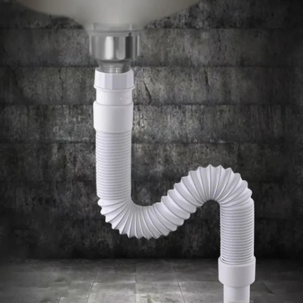 Tubo flexible de desagüe para cocina de 36-79 cm, para lavabo de baño, manguera de plomería galvanizada, manguera extensible.
