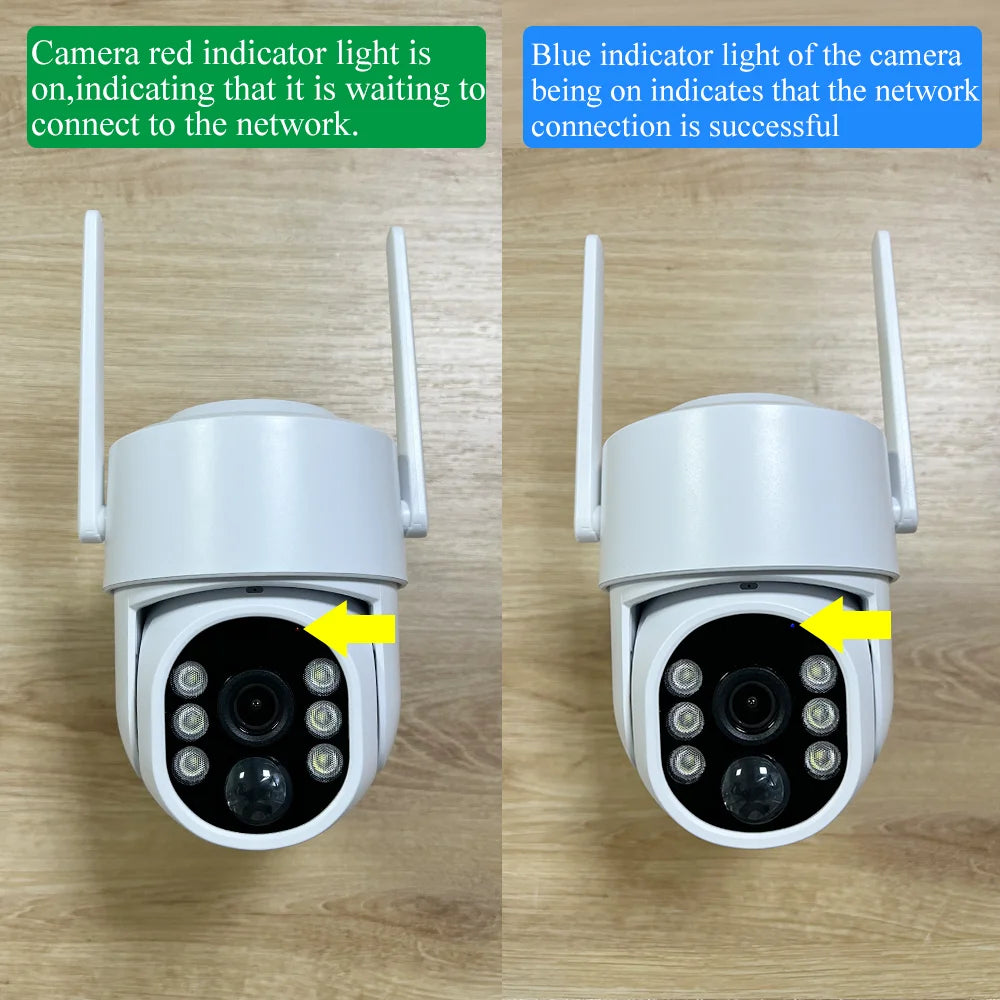 Cámara Tuya de 8 MP con energía solar, conexión wifi, detección humana PIR, visión nocturna, diseño resistente al agua, batería interna de seguridad para exteriores.