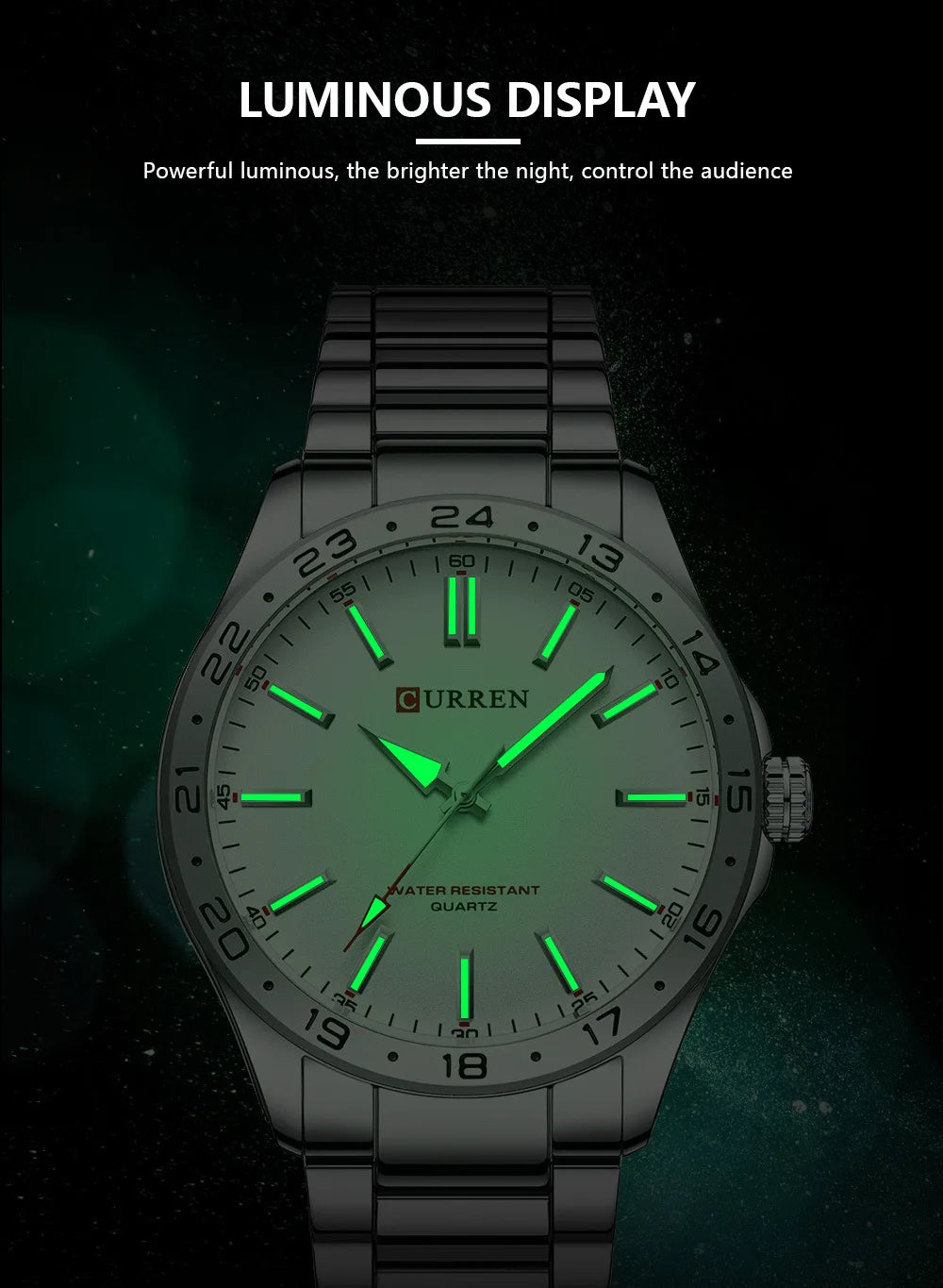 CURREN 8452 Reloj de cuarzo para hombre, sencillo, moderno, para ocio y negocios, con correa de acero inoxidable negra y plateada.