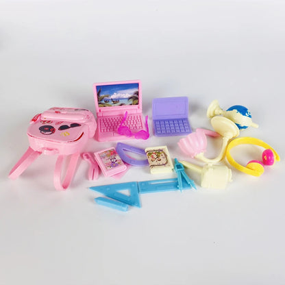 19 lindos accesorios escolares, regla, lápiz, lámpara de mesa, casa de muñecas, artículos en miniatura para muñecas, juguetes para niños, regalo de Navidad.