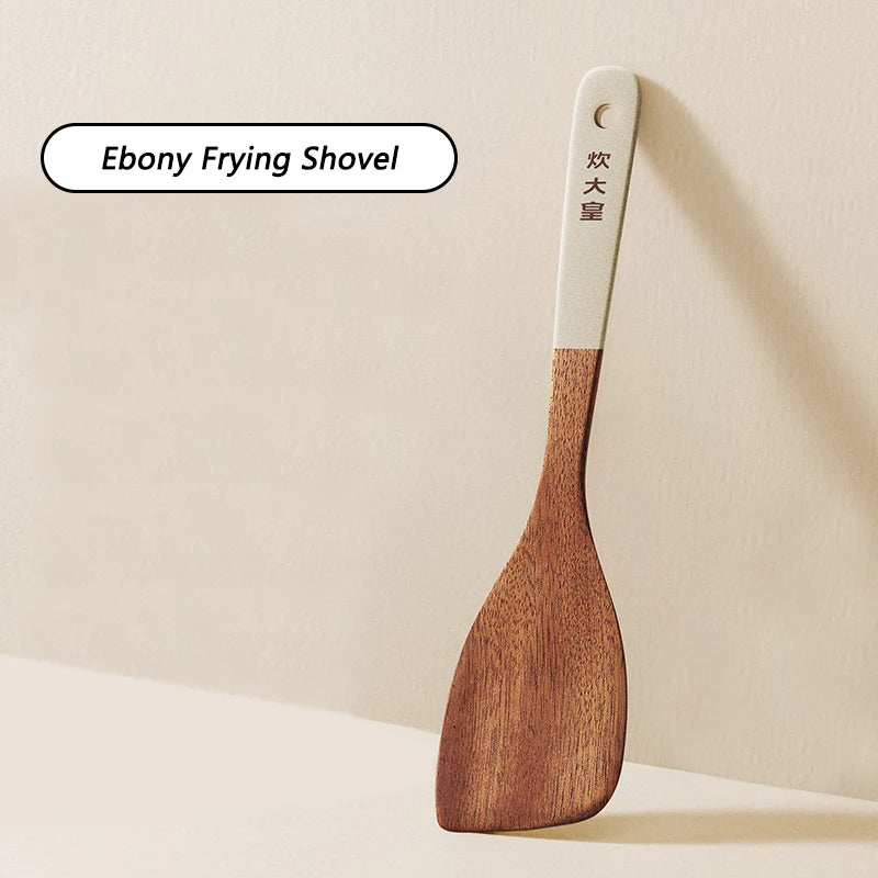 Espátula de madera de ébano COOKER KING, sartén antiadherente, espátula especial para saltear, espátula resistente al calor, cuchara para sopa de arroz, utensilios de cocina