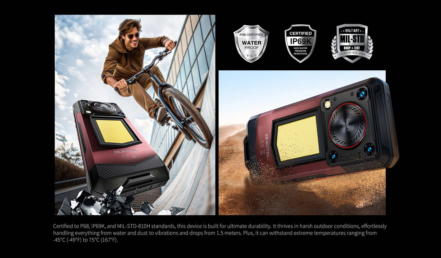 【NUEVO】OUKITEL WP56 Teléfono resistente, batería de 16000 mAh, carga de 45 W, 36 GB + 512 GB, pantalla FHD de 6.8" a 120 Hz, procesador MTK7050, cámara de 32 MP + 108 MP, Android 15