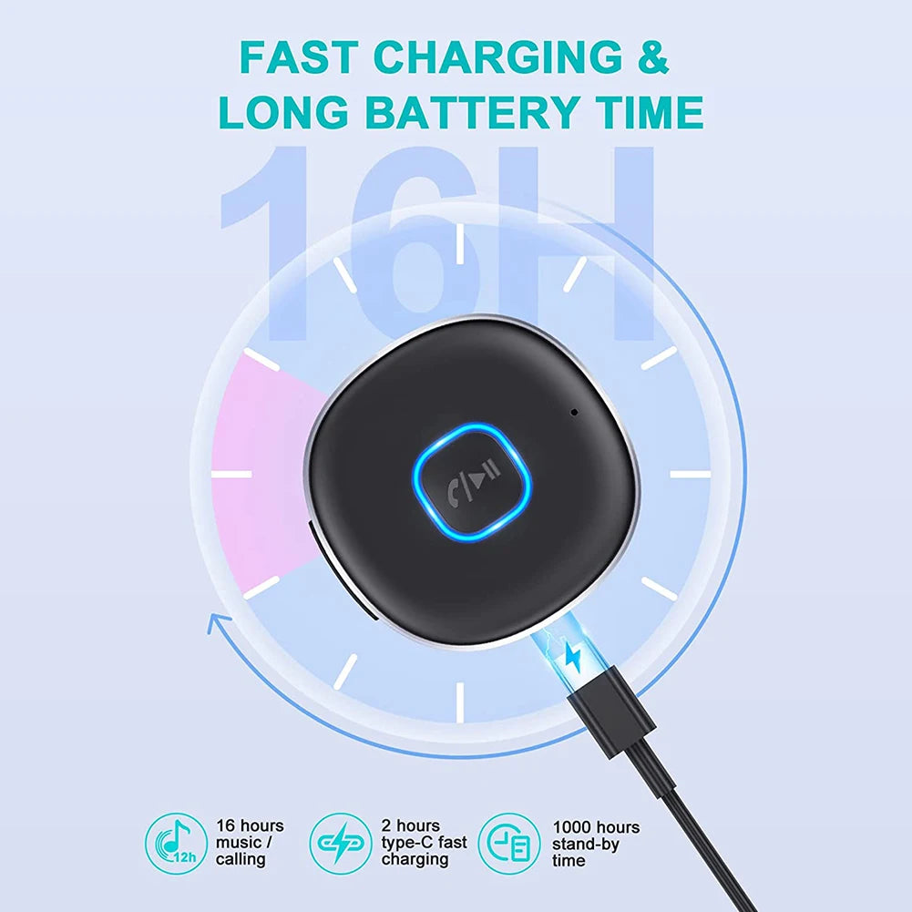 Adaptador receptor y transmisor de audio compatible con Bluetooth para coche para teléfono, MP3 y tableta. Receptor inalámbrico con cancelación automática de ruido.