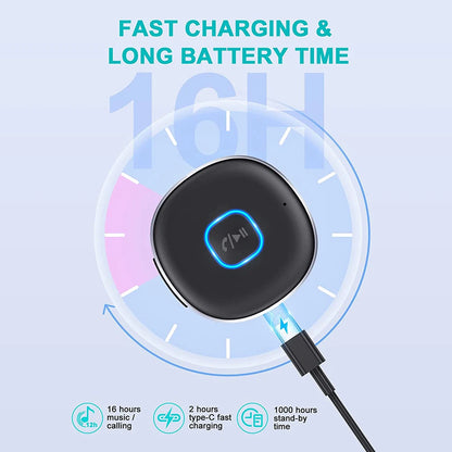 Adaptador receptor y transmisor de audio compatible con Bluetooth para coche para teléfono, MP3 y tableta. Receptor inalámbrico con cancelación automática de ruido.